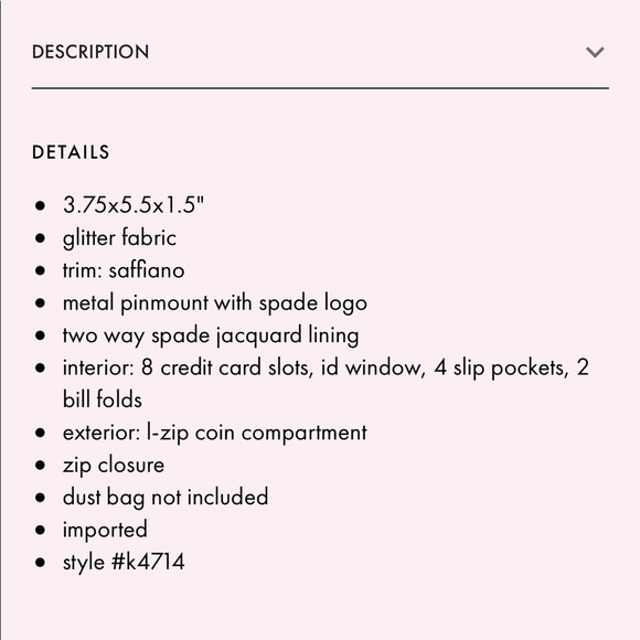 Kate Spade Shimmy boxed medium compartment bifold wallet, deep nova, NWT/NIB - Picture 15 of 16